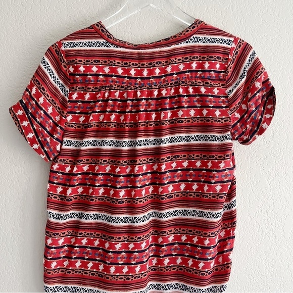 LUCKY BRAND Short Sleeve Aztec Tribal Print Blouse - Picture 7 of 11